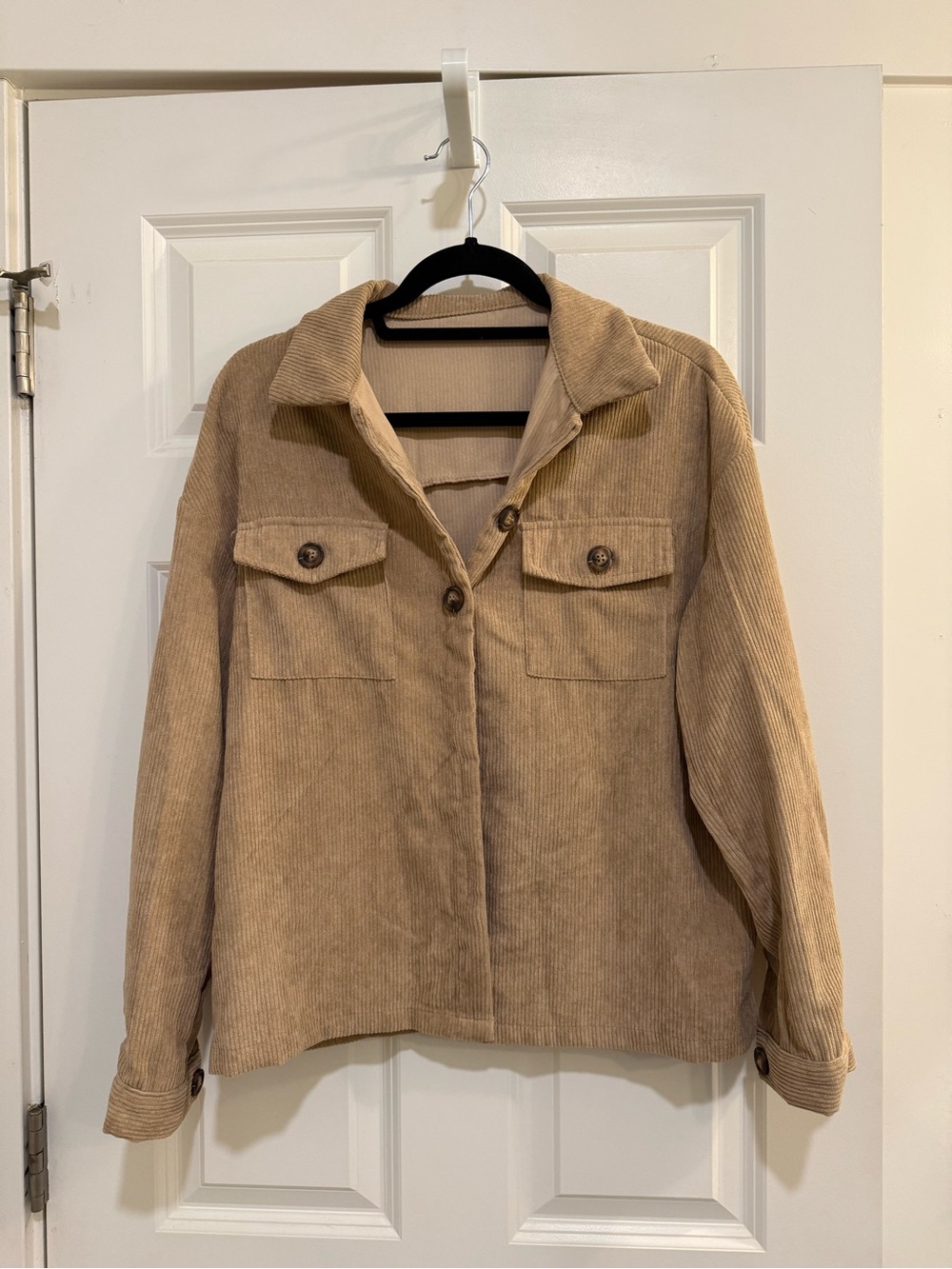 SHEIN Tan Corduroy Utility Jacket with Button Pockets